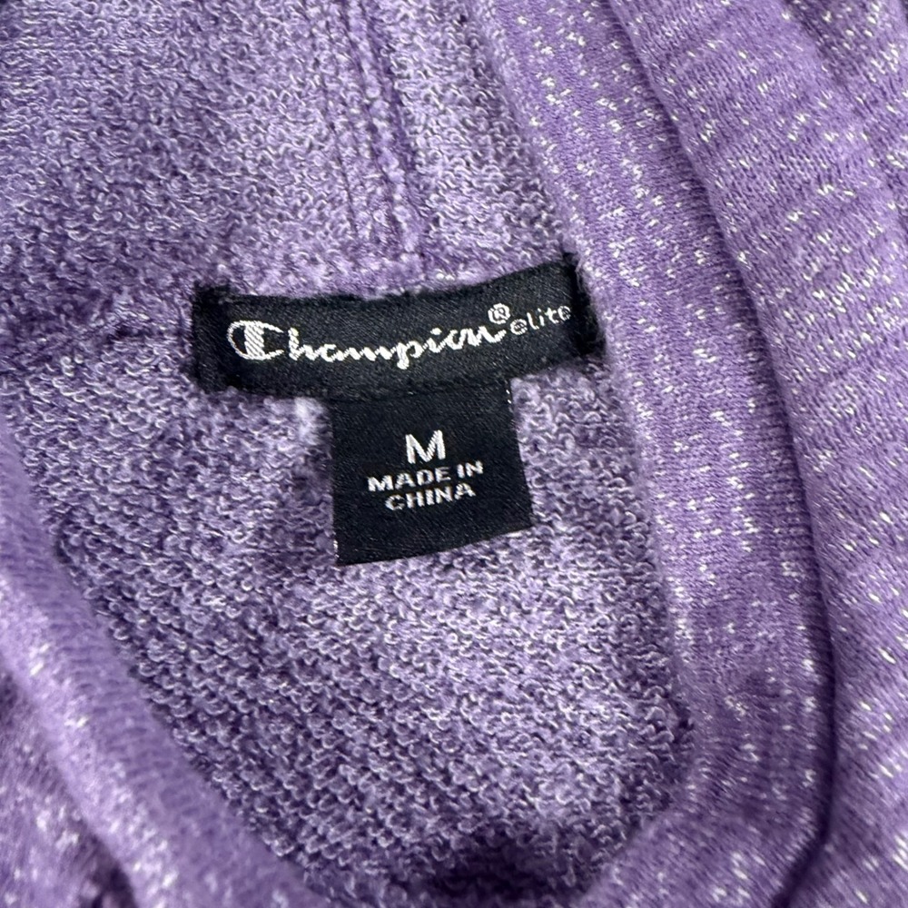 Champion Elite Womens Purple Textured Pullover Hoodie Sweatshirt Medium Ribbed - Picture 3 of 8